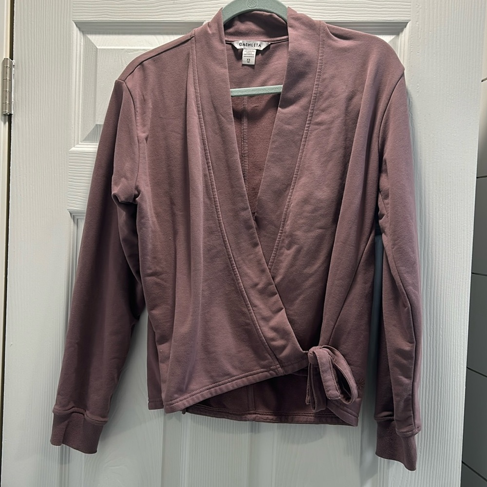 Athleta Retroterry Wrap Sweatshirt Damask Mauve Size XS